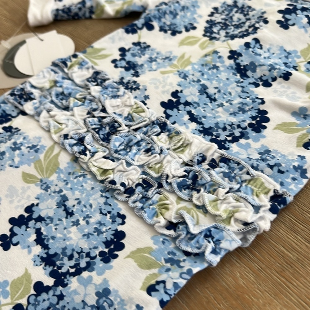 Milkberry Baby Girl Bamboo Footie Sleeper Hydrangea 3-6 6-9 months Ruffle Back - Picture 7 of 7